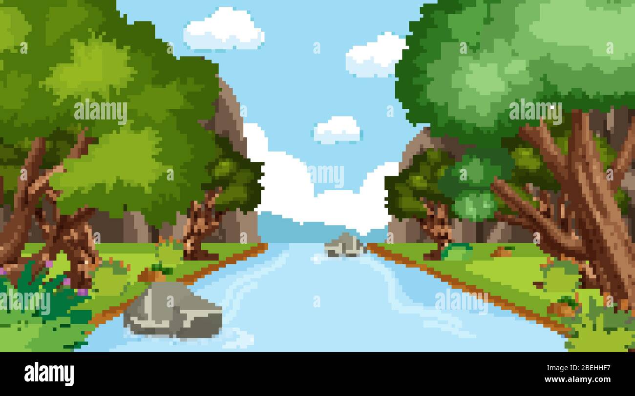 Background scene with many trees in the park illustration Stock Vector ...