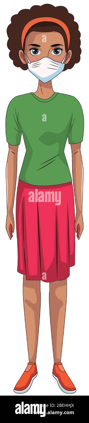 afro woman using face mask head character Stock Vector