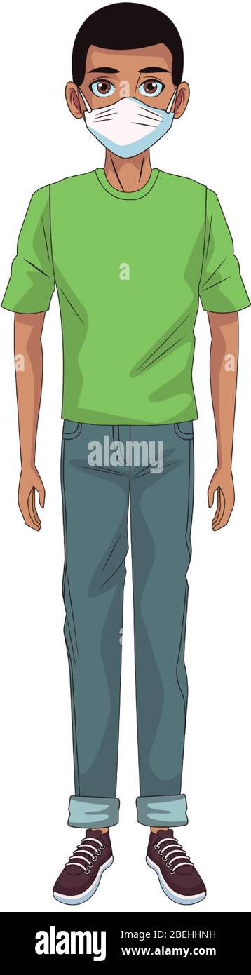 afro man using face mask character Stock Vector Image & Art - Alamy