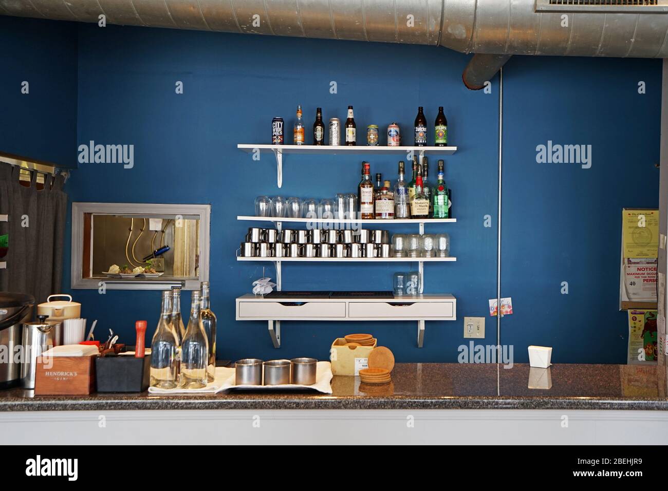 Interior counter design and bar decoration of 'FORK and STIX' local