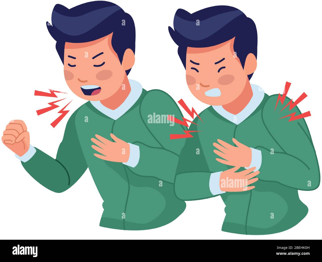 men sick with cough and chest pain covid19 symptom Stock Vector