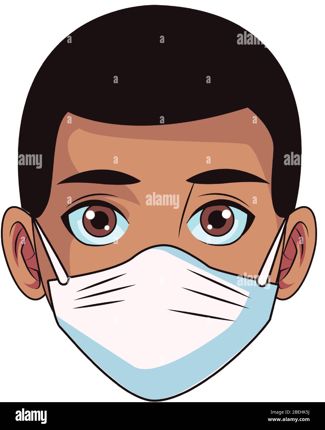 afro man using face mask head character Stock Vector Image & Art - Alamy