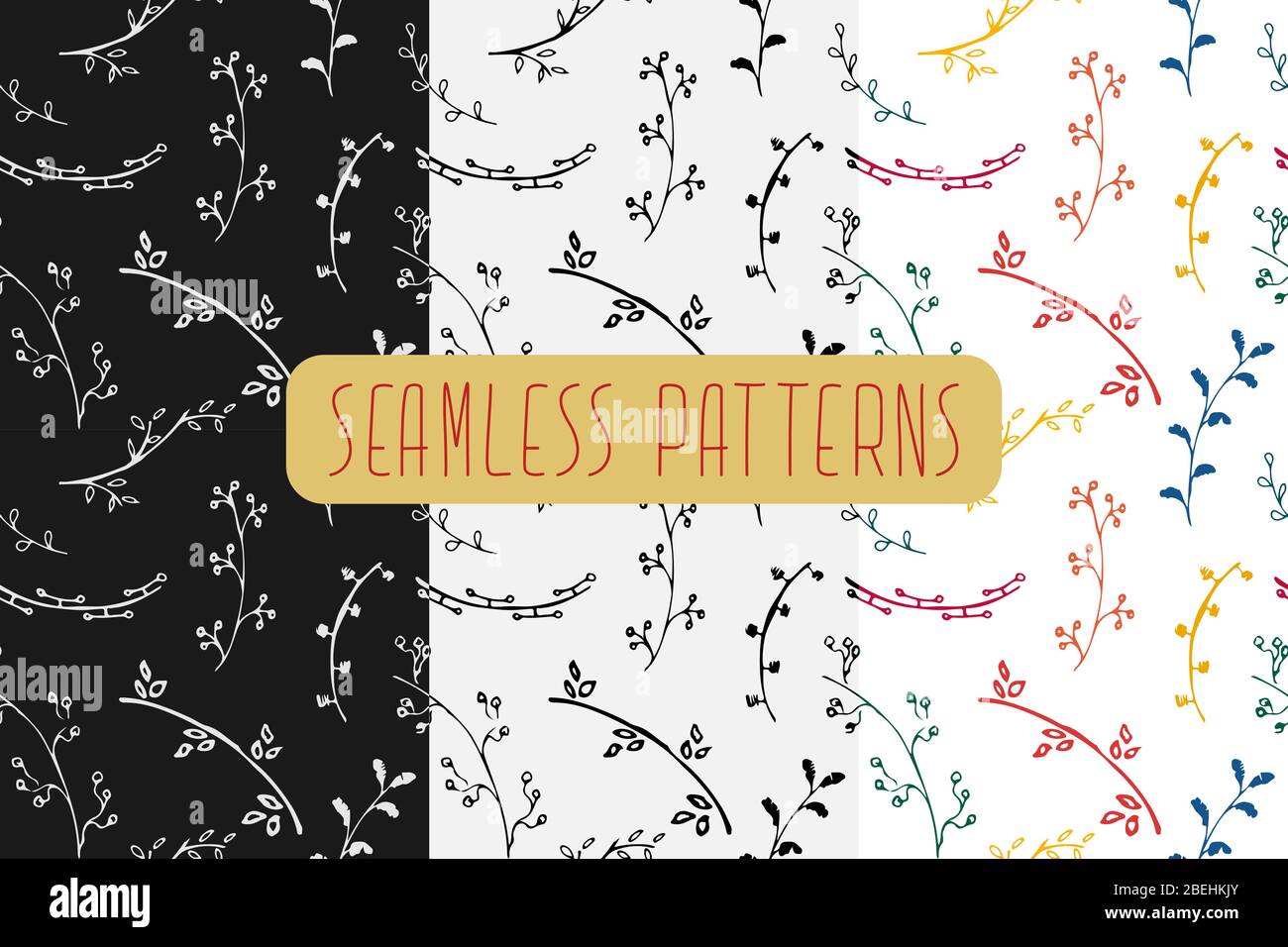 A seamless pattern of flowers, drawn by hand. Stock Vector