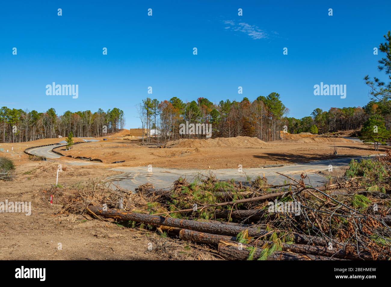 Work in progress constructing roads and other infrastructure for a new