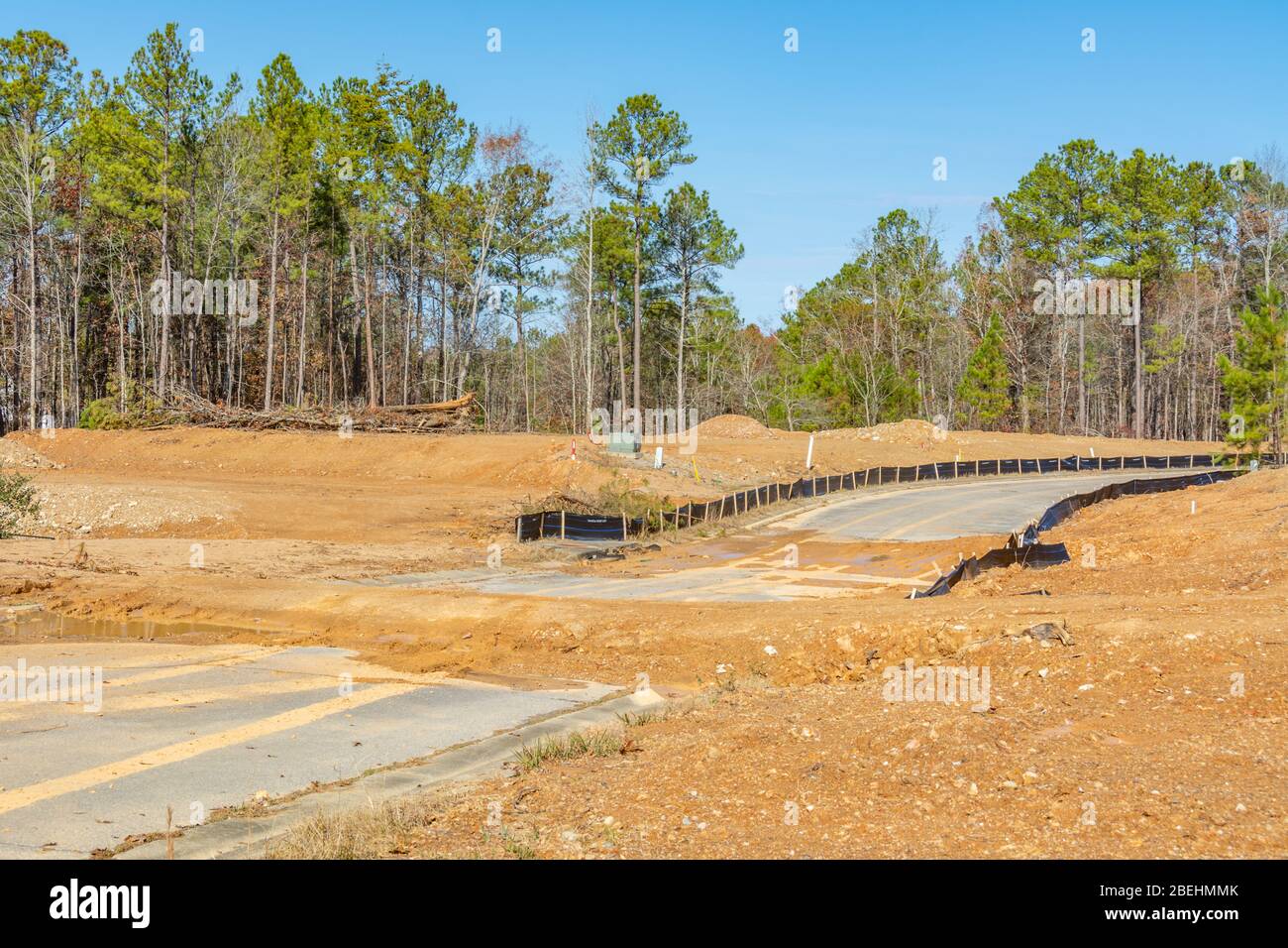 Work in progress constructing roads and other infrastructure for a new