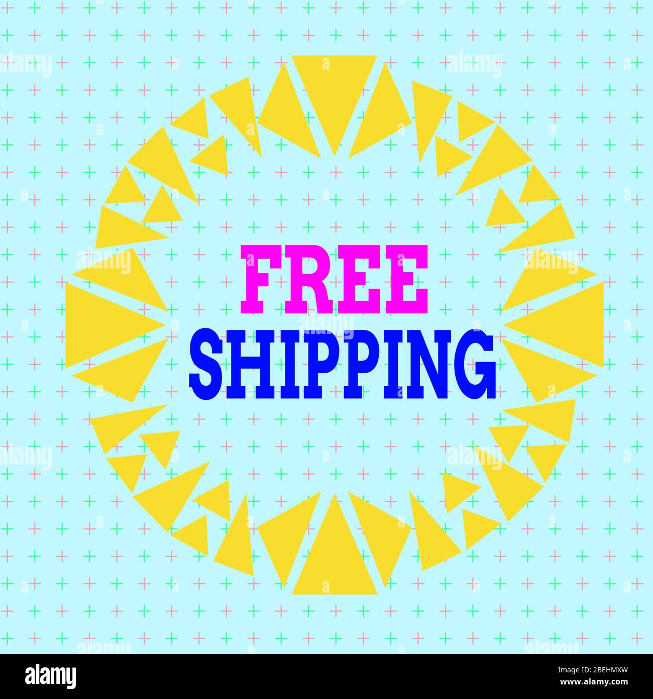 Writing note showing Free Shipping. Business concept for directly deliver to the recipient address without charge Asymmetrical uneven shaped pattern o Stock Photo