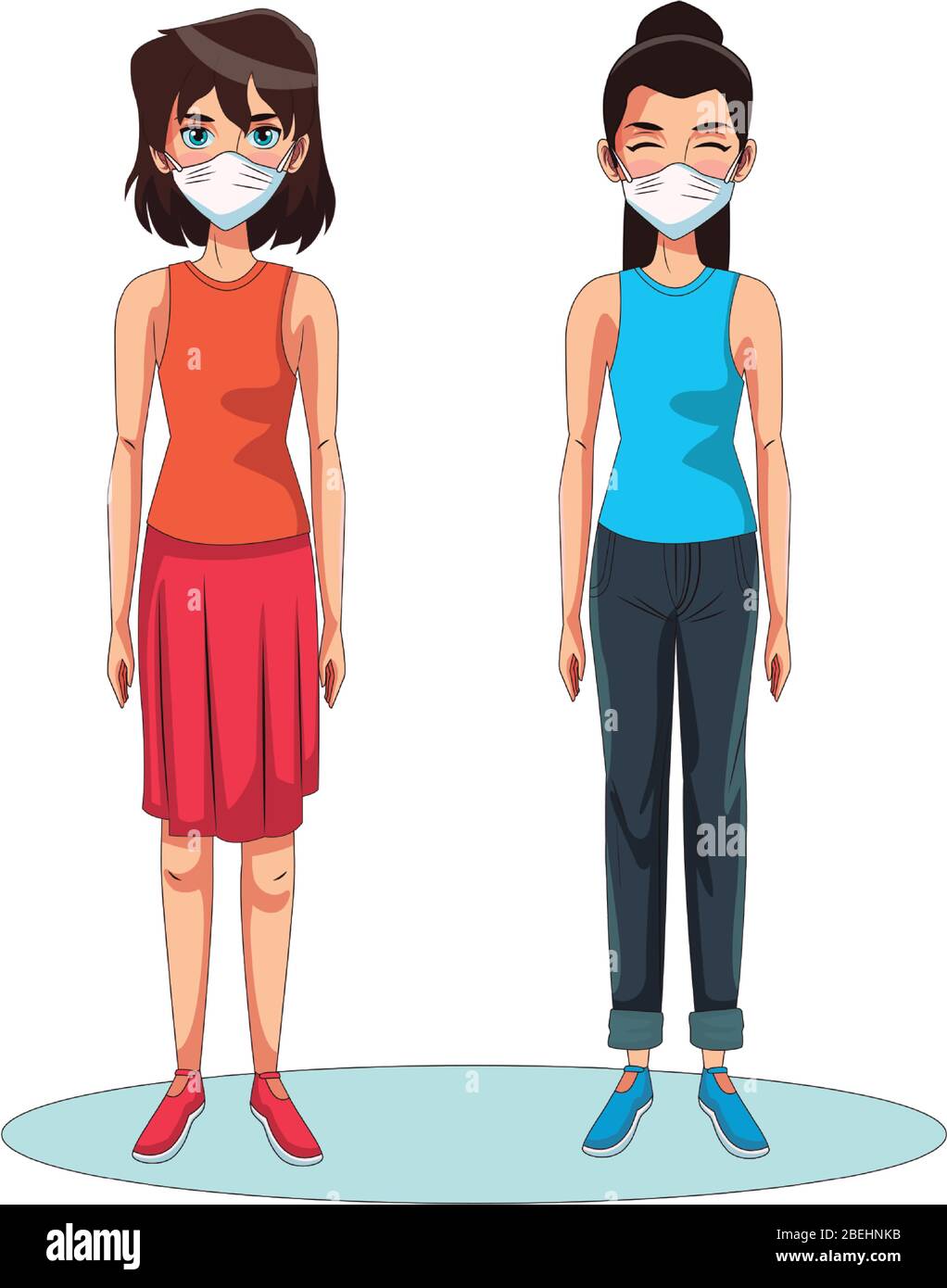 women using face masks head characters Stock Vector Image & Art - Alamy