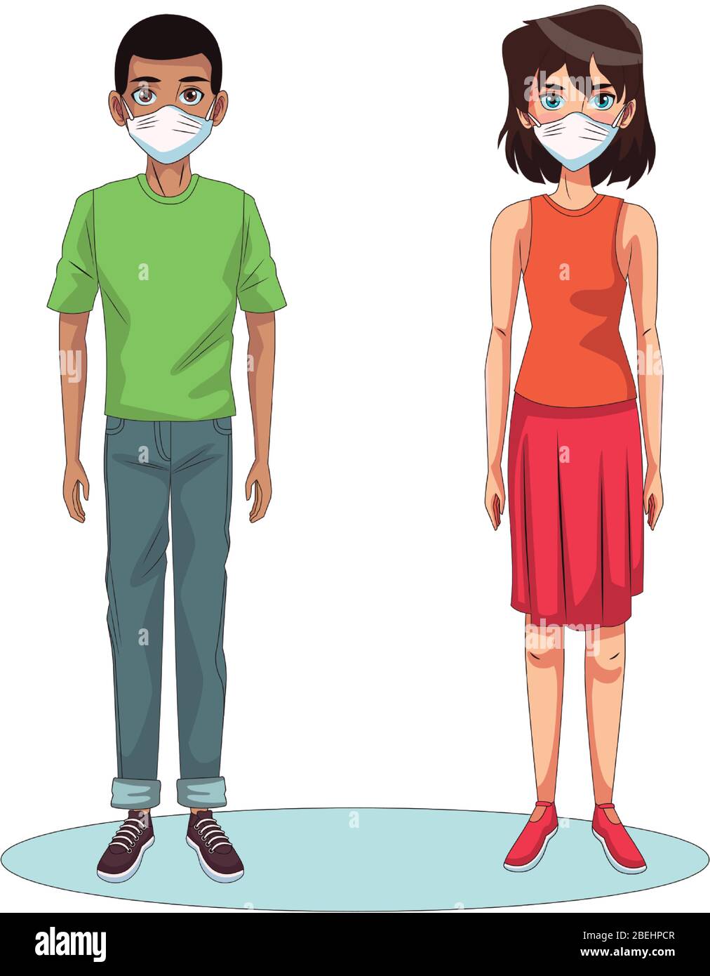 interracial couple using face masks characters Stock Vector Image & Art ...