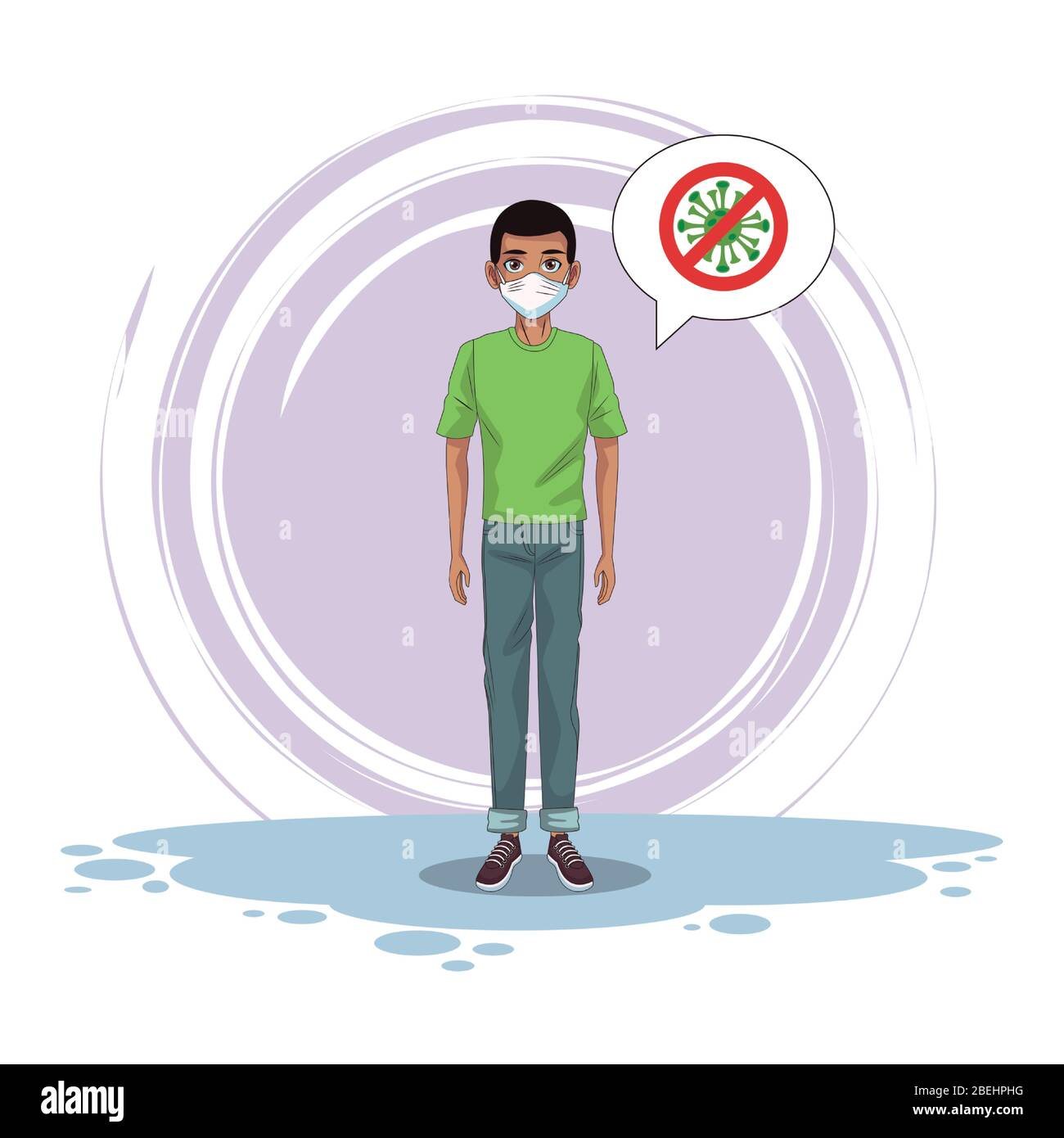 man using face mask and stop covid19 signal Stock Vector Image & Art ...