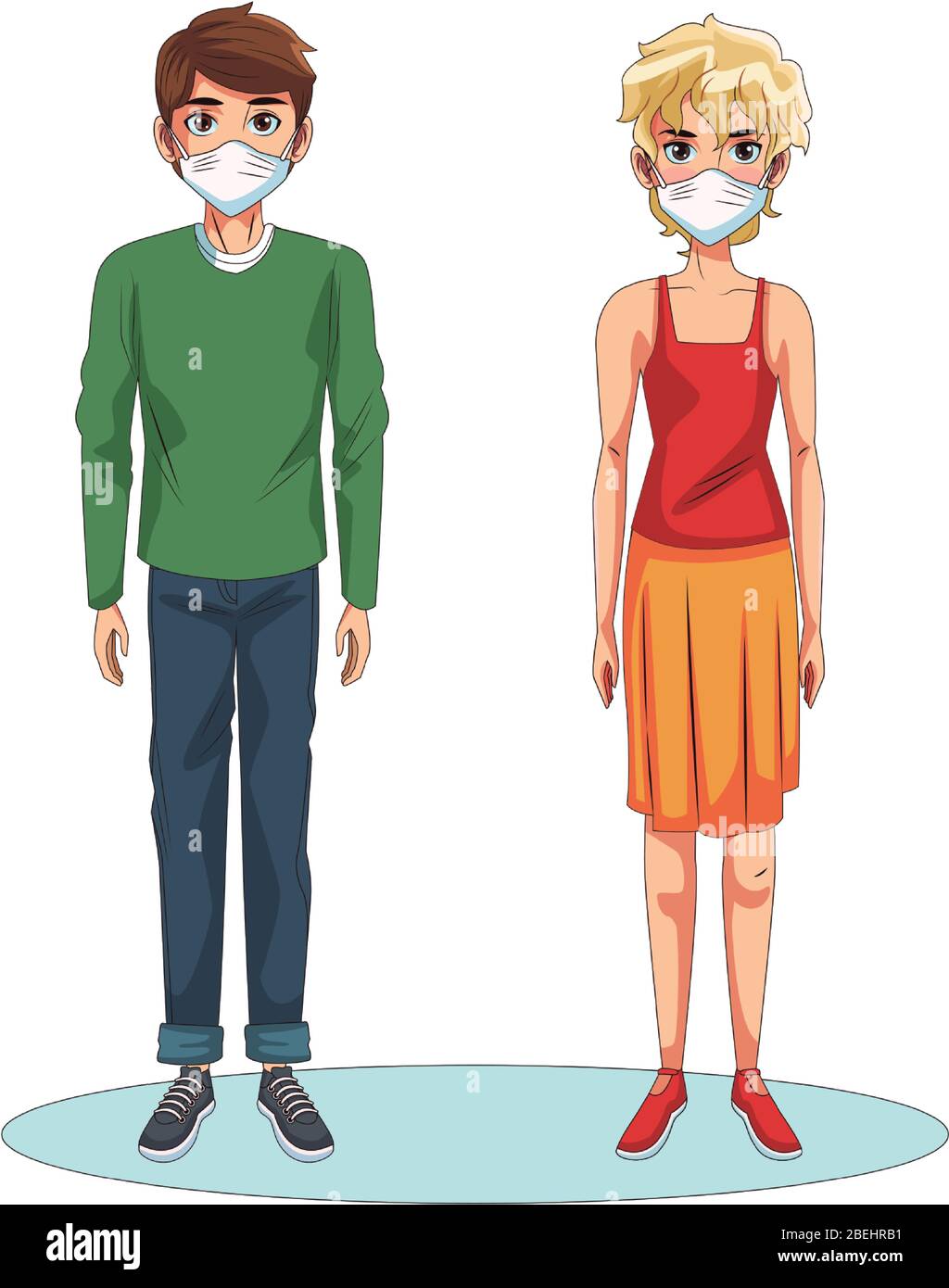 couple using face masks characters Stock Vector Image & Art - Alamy