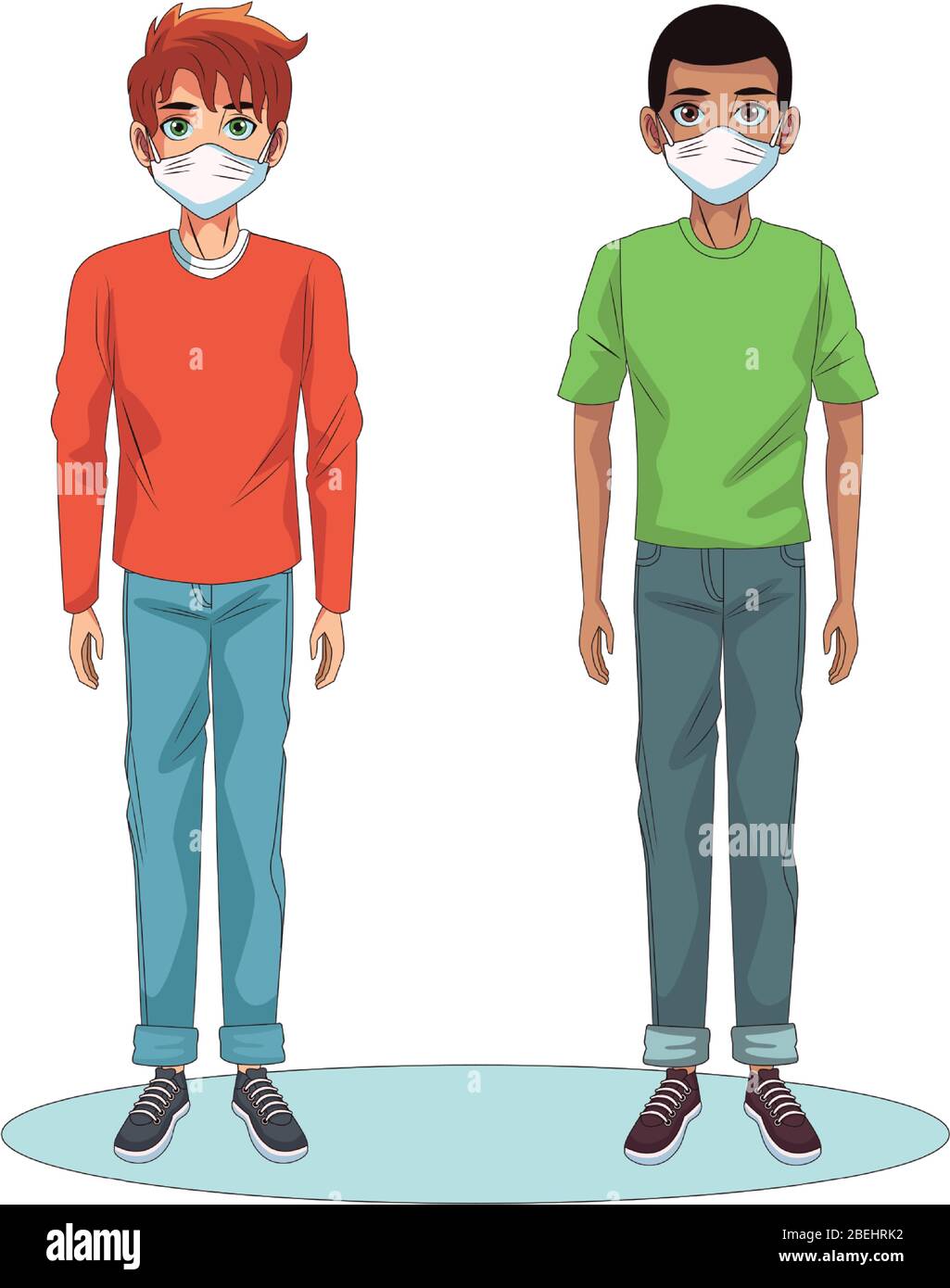 interracial men using face masks characters Stock Vector Image & Art ...