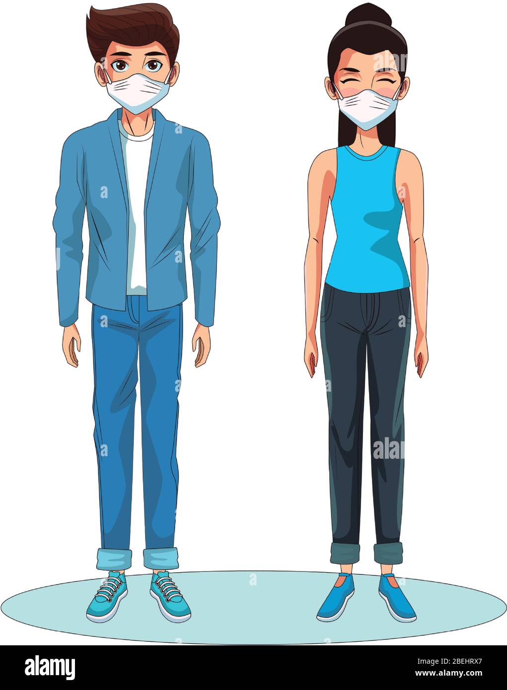couple using face masks characters Stock Vector Image & Art - Alamy