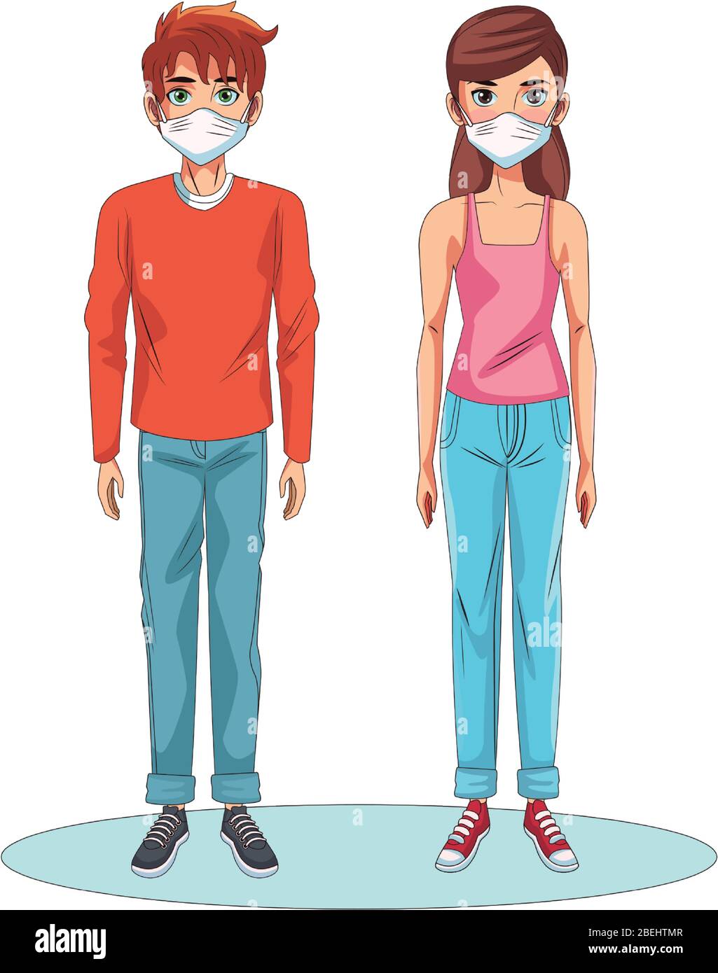 couple using face masks characters Stock Vector Image & Art - Alamy