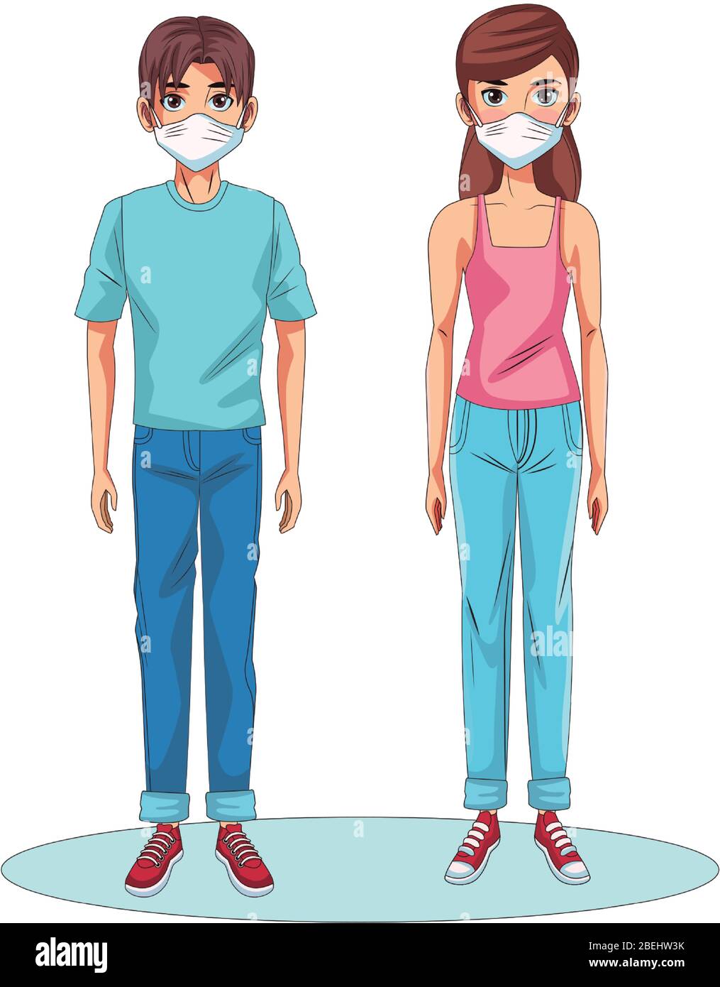 couple using face masks characters Stock Vector Image & Art - Alamy