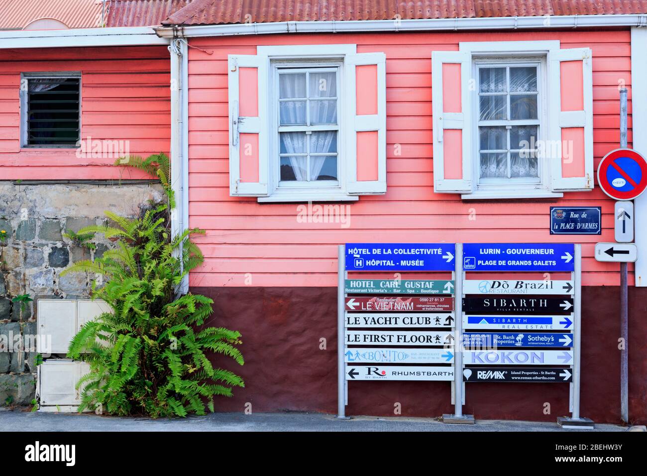 Wooden cottage in Gustavia,Saint Barts,Caribbean Stock Photo