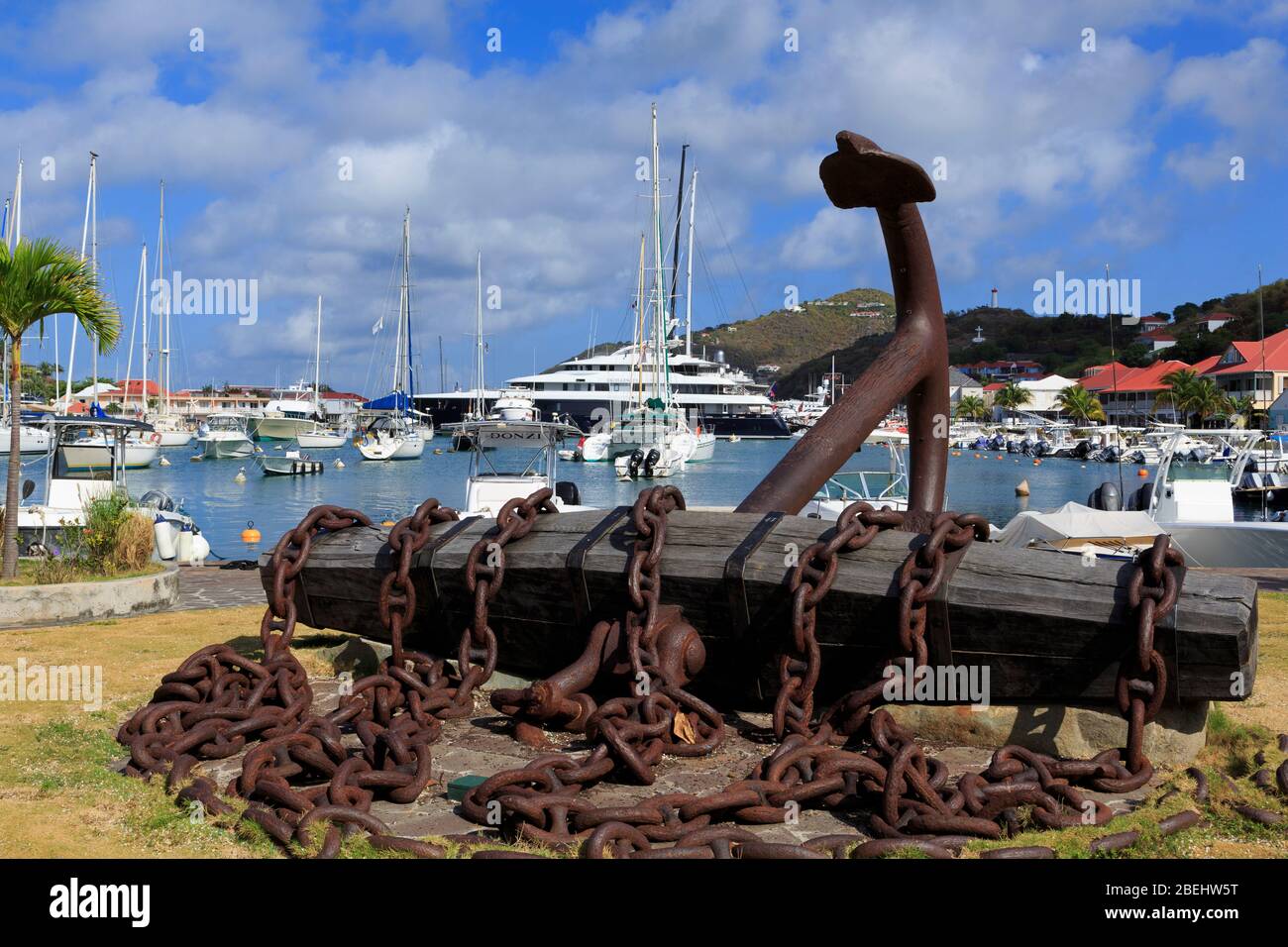 Anchor in Gustavia Harbor,Gustavia,Saint Barts,Caribbean Stock Photo