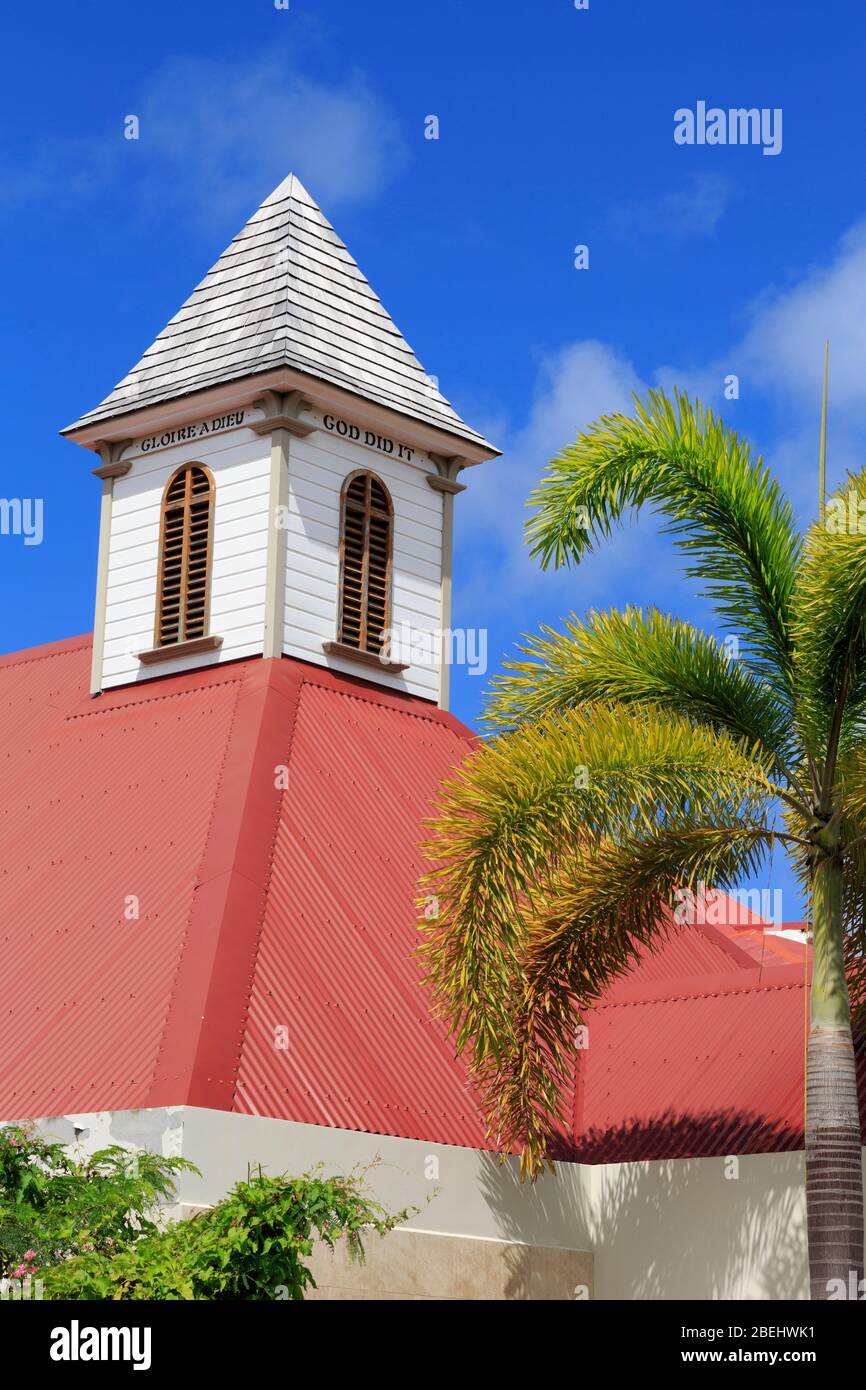 Evangelical Church on Bruyn Street,Gustavia,Saint Barts,Caribbean Stock Photo