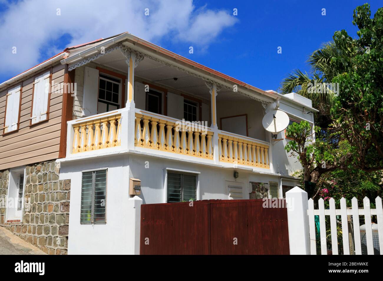House on Fahlberg Street,Gustavia,Saint Barts,Caribbean Stock Photo