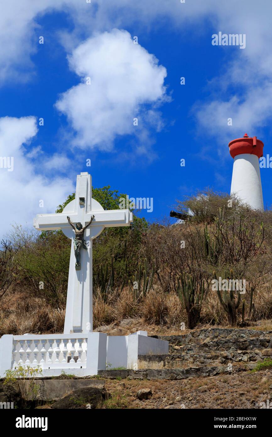 Lighthouse & Cross in Gustavia,Saint Barts,Caribbean Stock Photo