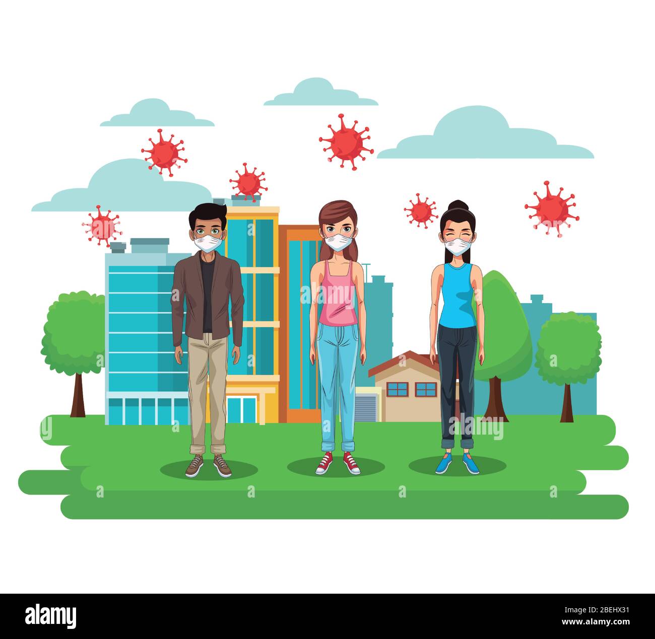 people using face masks on the city Stock Vector Image & Art - Alamy