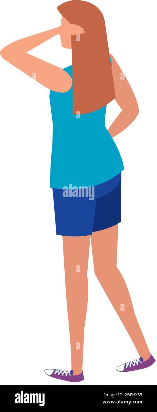 beautiful woman of back isolated icon Stock Vector Image & Art - Alamy