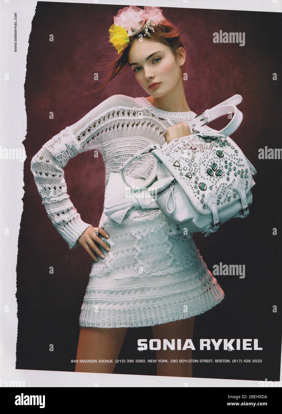 poster advertising Sonia Rykiel fashion house in paper magazine from 2007 year, advertisement, creative Sonia Rykiel advert from 2000s Stock Photo
