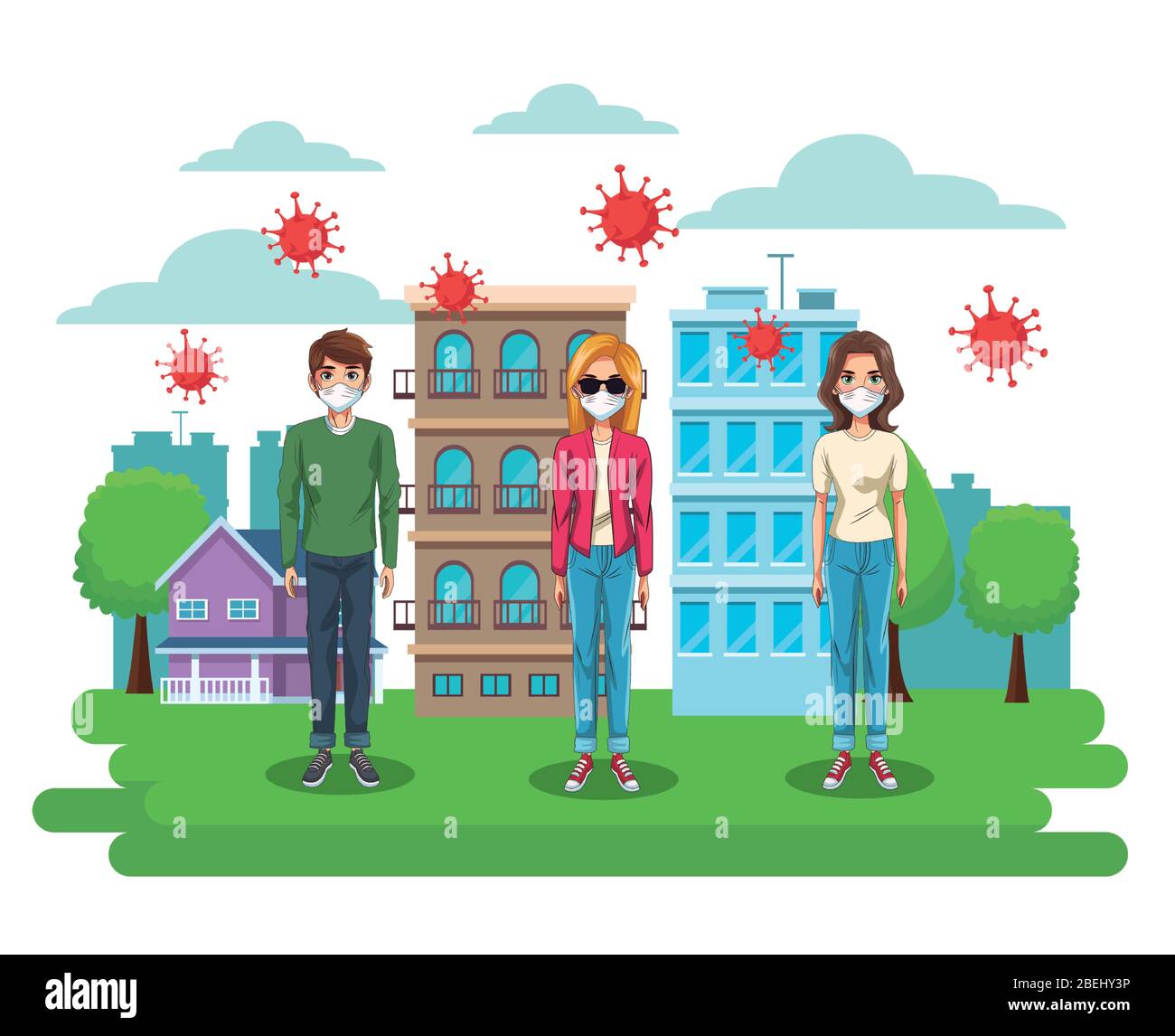 people using face masks on the city Stock Vector Image & Art - Alamy