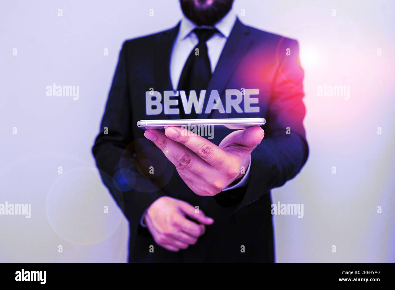 Handwriting text writing Beware. Conceptual photo used to warn someone ...