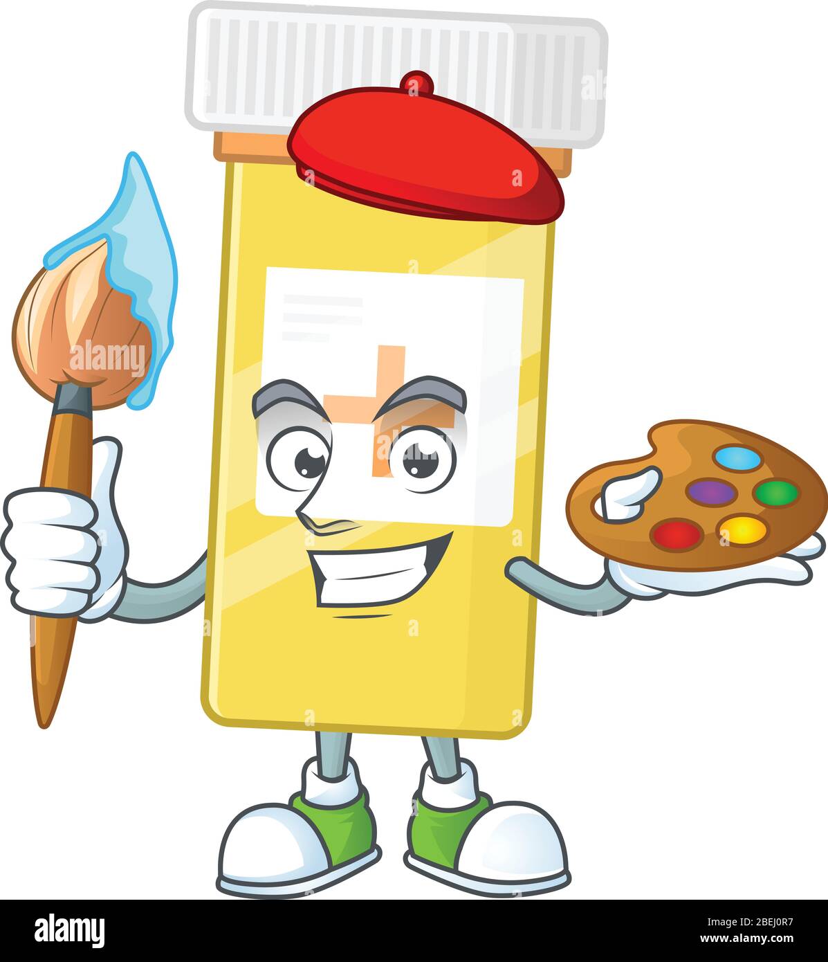 Artistic Artist of medicine bottle cartoon character painting with a
