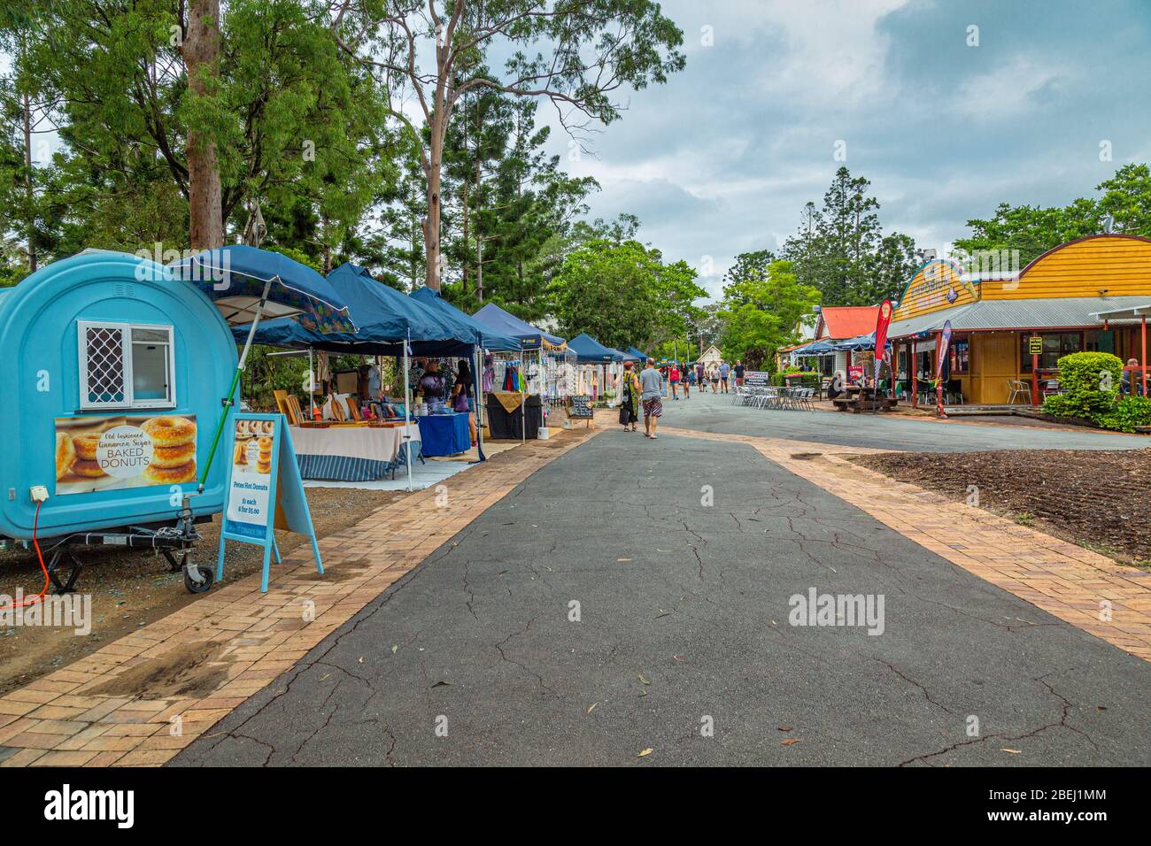 Petrie, Queensland, Australia - 17 March 2019. Market is quiet at Old Petrie Town on a overcast day. Stock Photo