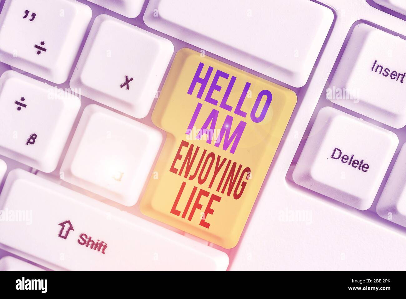 Word writing text Hello I Am Enjoying Life. Business photo showcasing ...