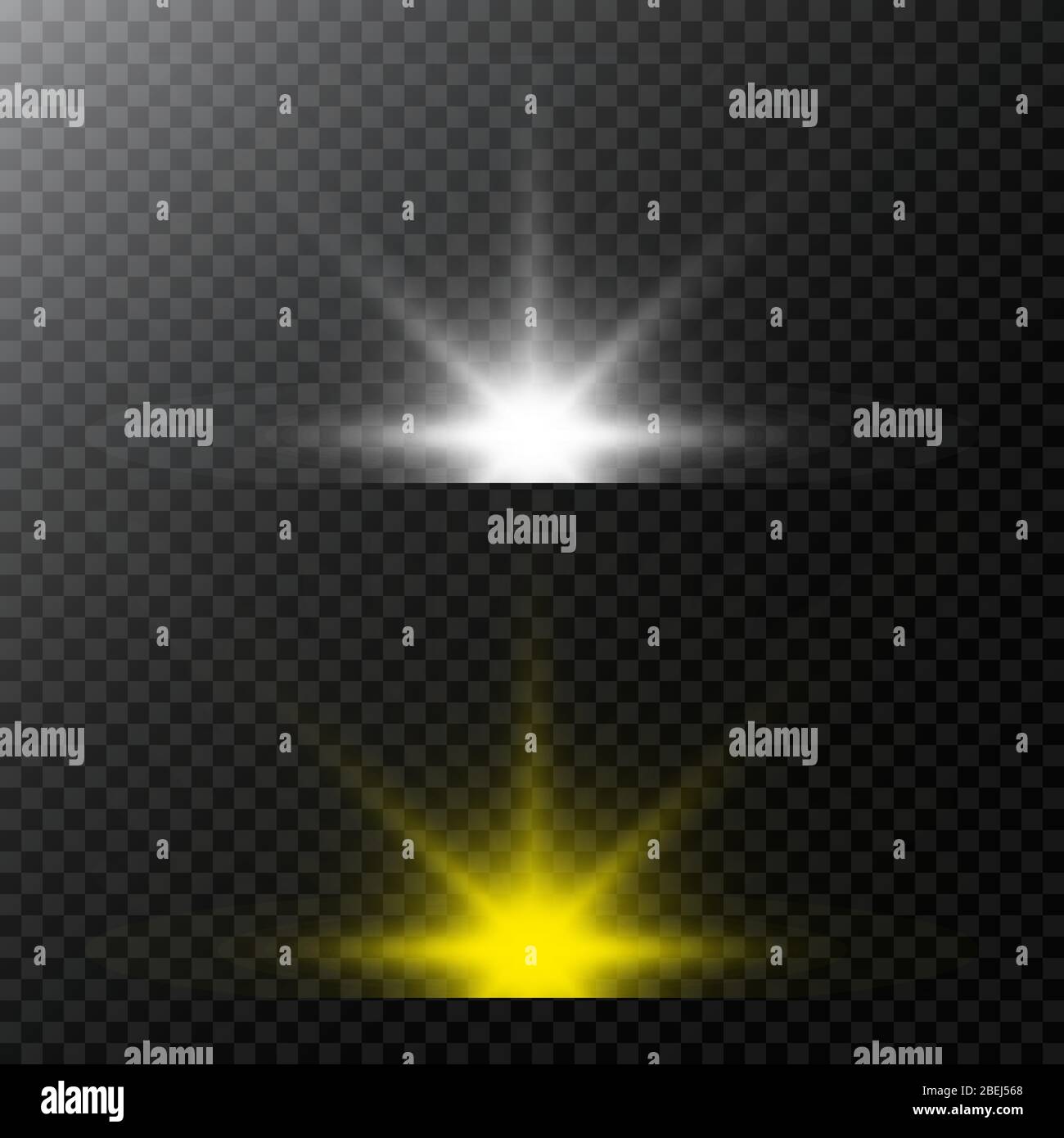 Set of Vector glowing light effect stars bursts with sparkles and flare, explosion on transparent background. Stock - Vector illustration. Stock Vector
