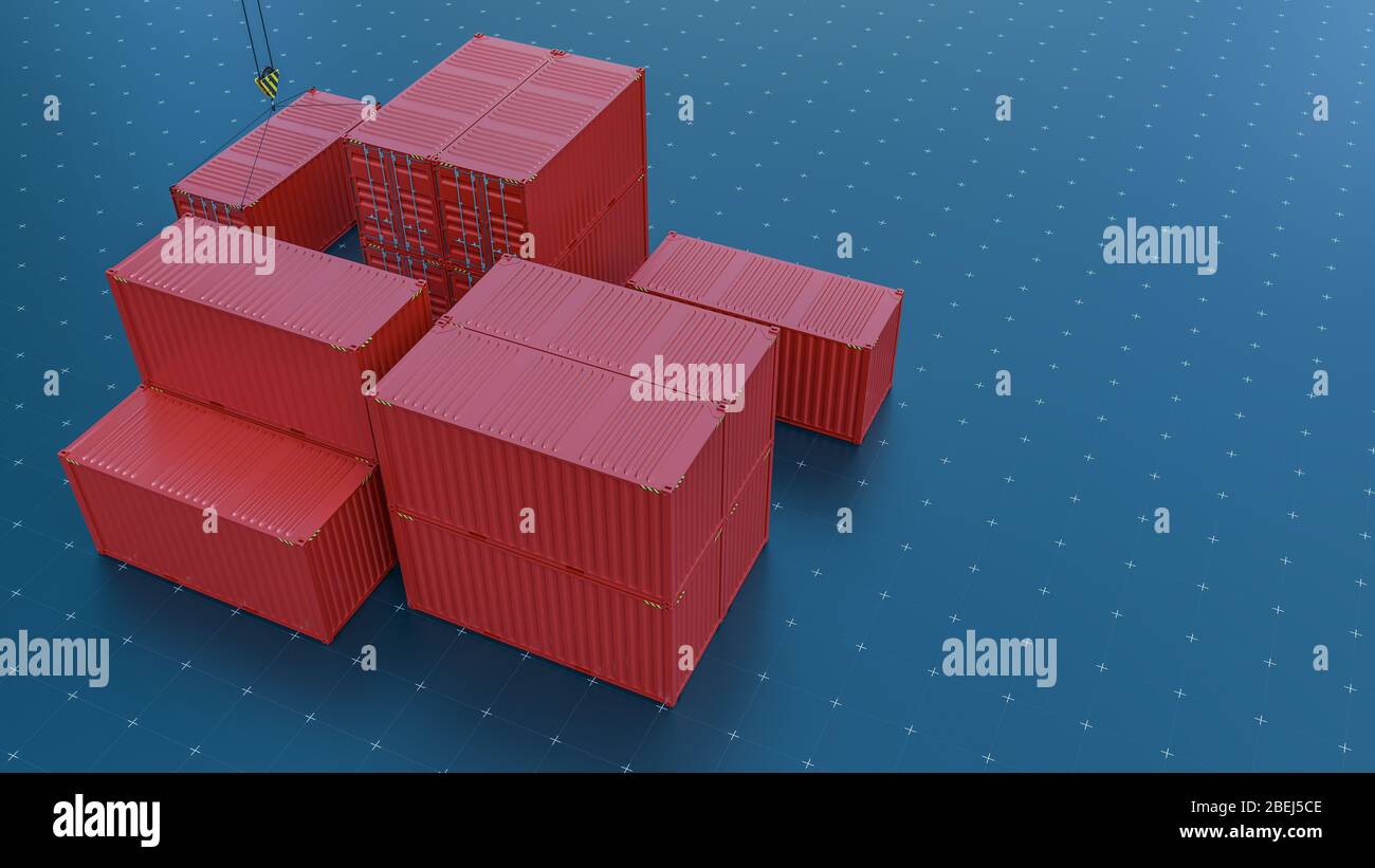 Group of cargo containers on a virtual surface Stock Photo - Alamy