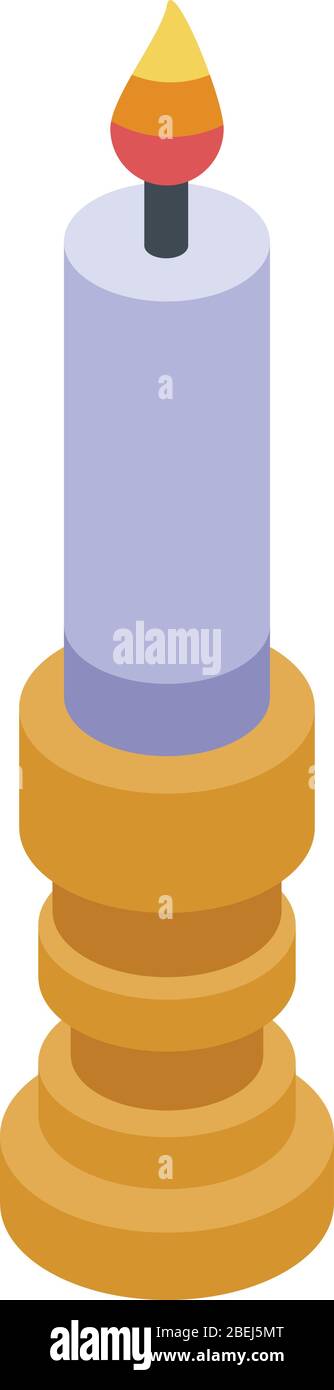 Magic burning candle icon, isometric style Stock Vector