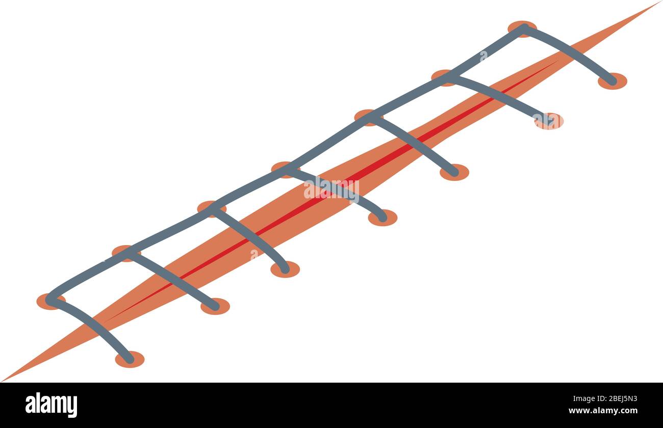 Injury suture icon, isometric style Stock Vector