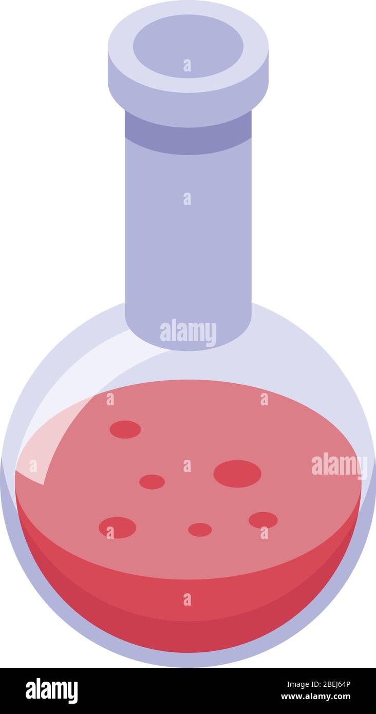 Red potion flask icon, isometric style Stock Vector