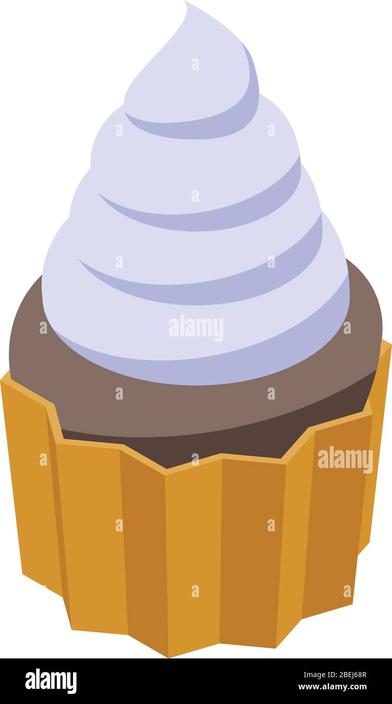 Cream cupcake icon, isometric style Stock Vector