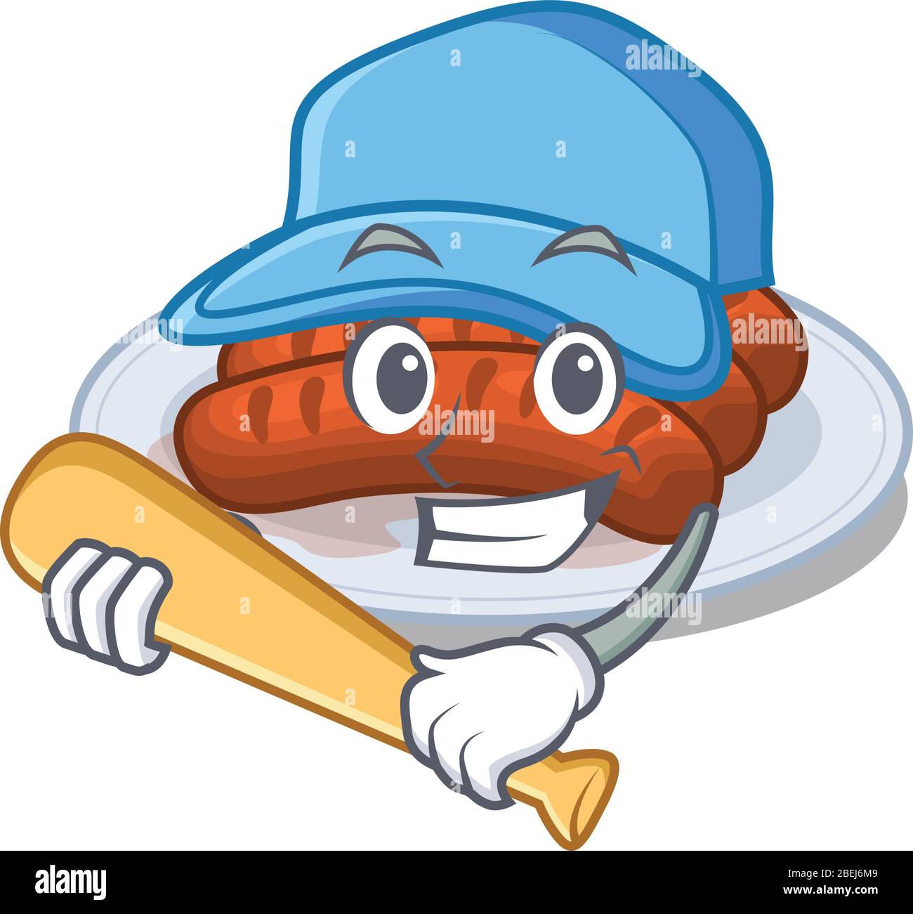 Picture of grilled sausage cartoon character playing baseball Stock ...