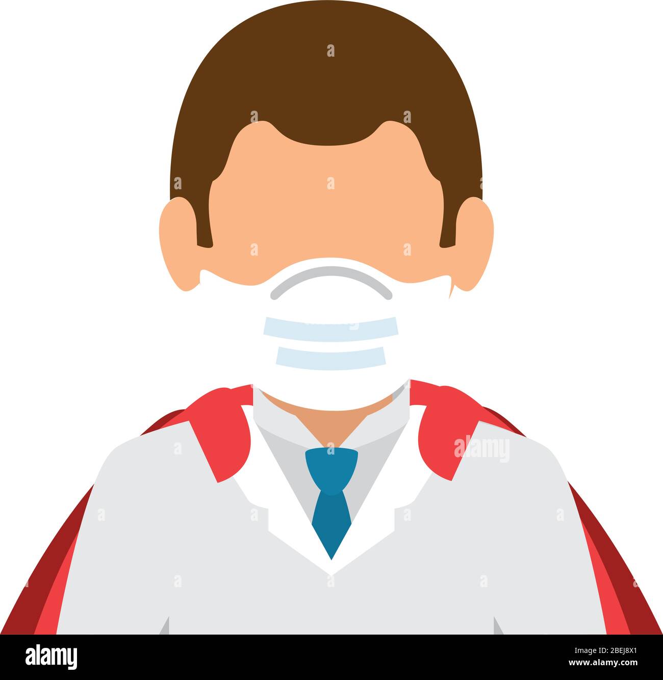 super doctor male with face mask and hero cloak Stock Vector Image ...