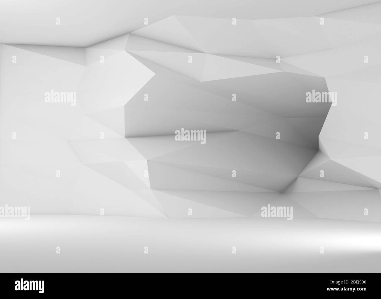 Abstract empty interior background with polygonal pattern on the wall ...