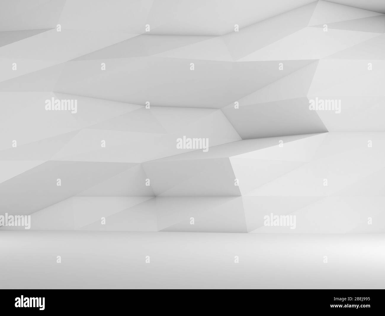 Abstract empty white interior background. Polygonal pattern on the wall ...