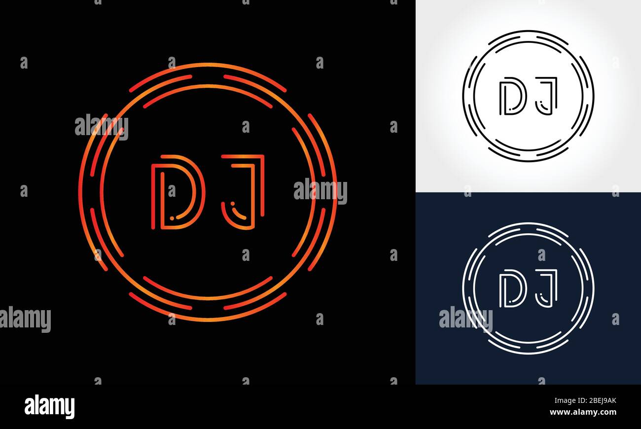 Initial DJ Letter Logo With Creative Modern Business Typography Vector Template. Digital Circle Letter DJ Logo Design Stock Vector