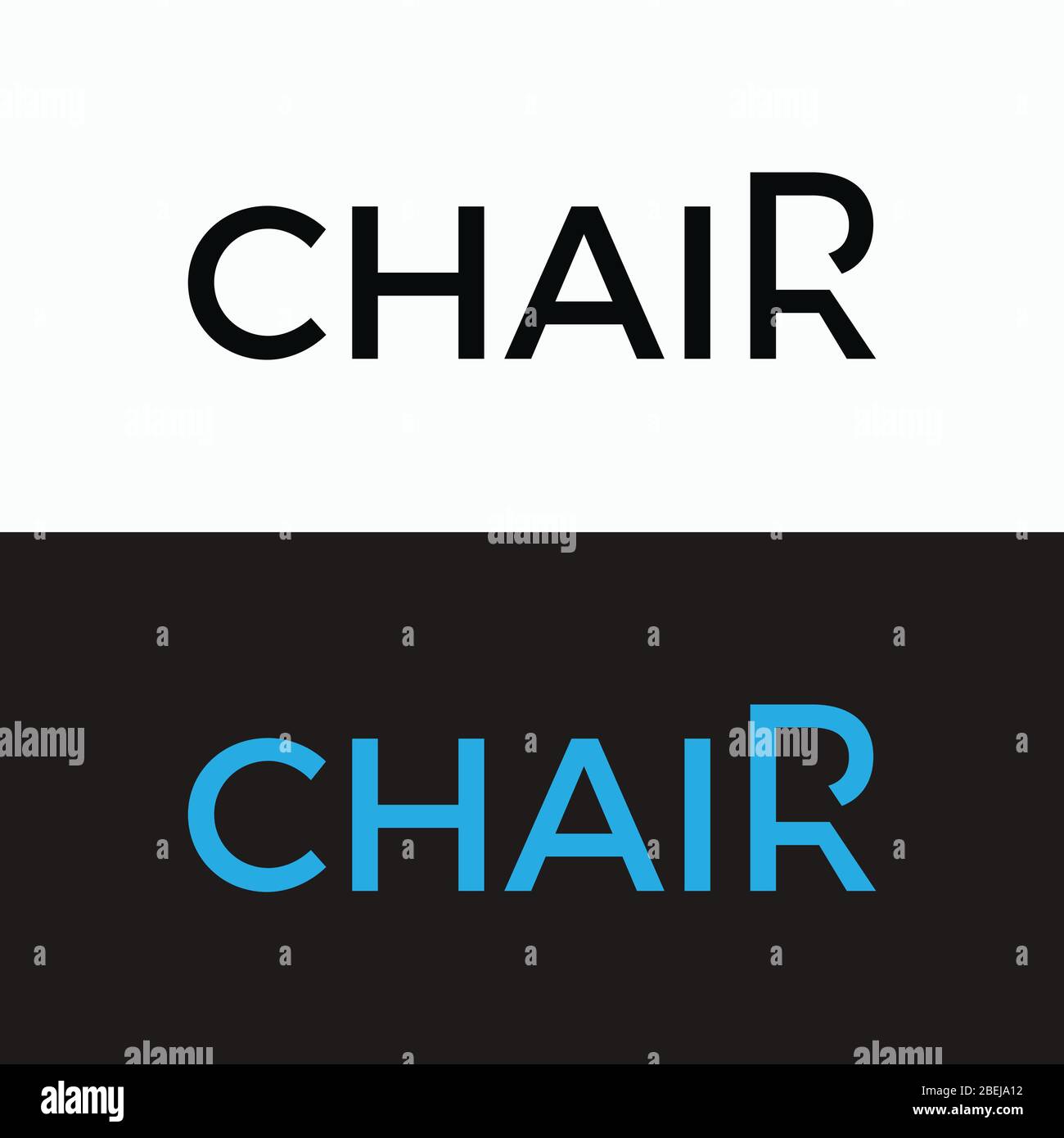Chair Typography Word Letter Logo Design Vector Template. Chair Word Logo For Business Typography Design Stock Vector