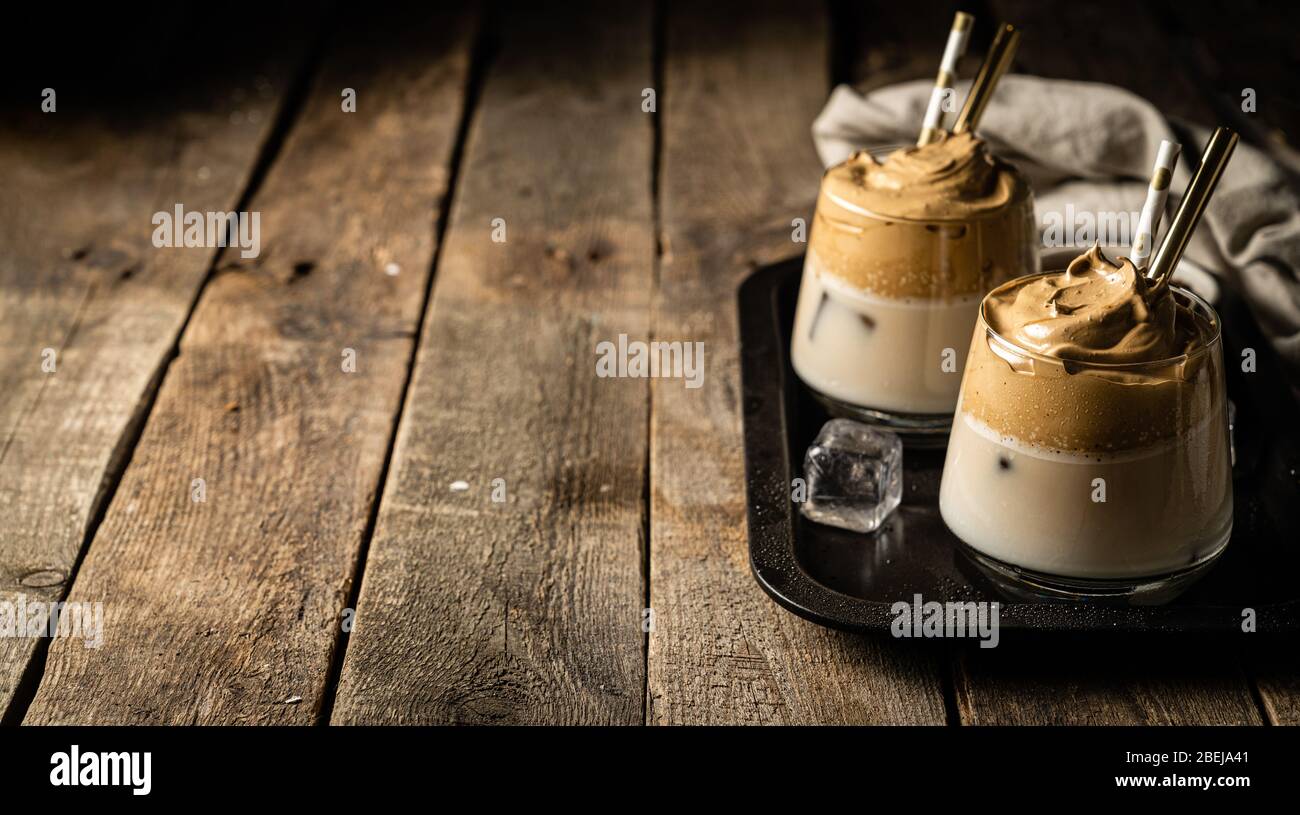 Coffee trend dalgona coffee, whipped instant coffee Stock Photo Alamy