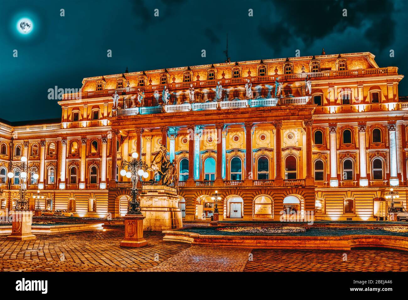 Courtyard Of The Royal Palace In Budapest Night Time Hungary Stock Photo Alamy