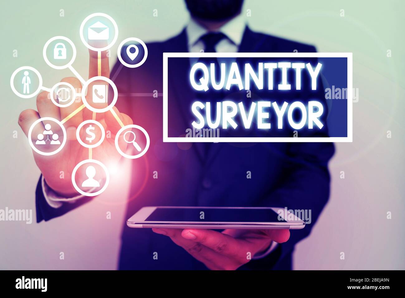 Text sign showing Quantity Surveyor. Business photo text calculate 