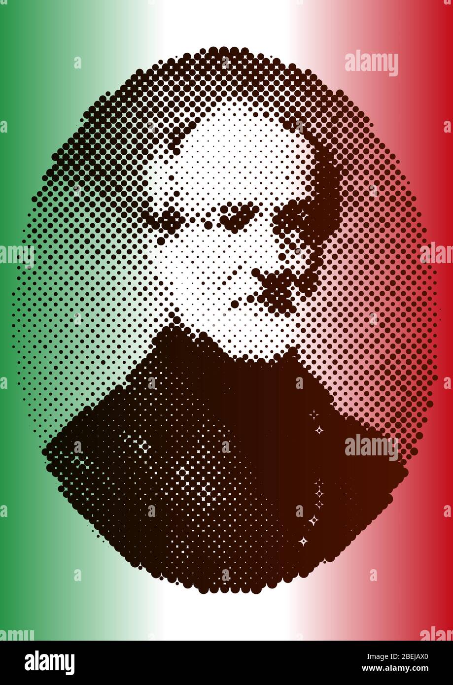 Giuseppe Mazzini italian historical man of the Risorgimento, vector illustration Stock Vector