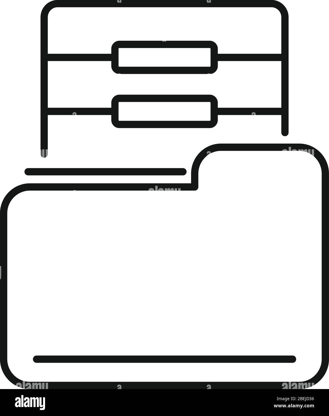 Computer file folder icon. Outline computer file folder vector icon for