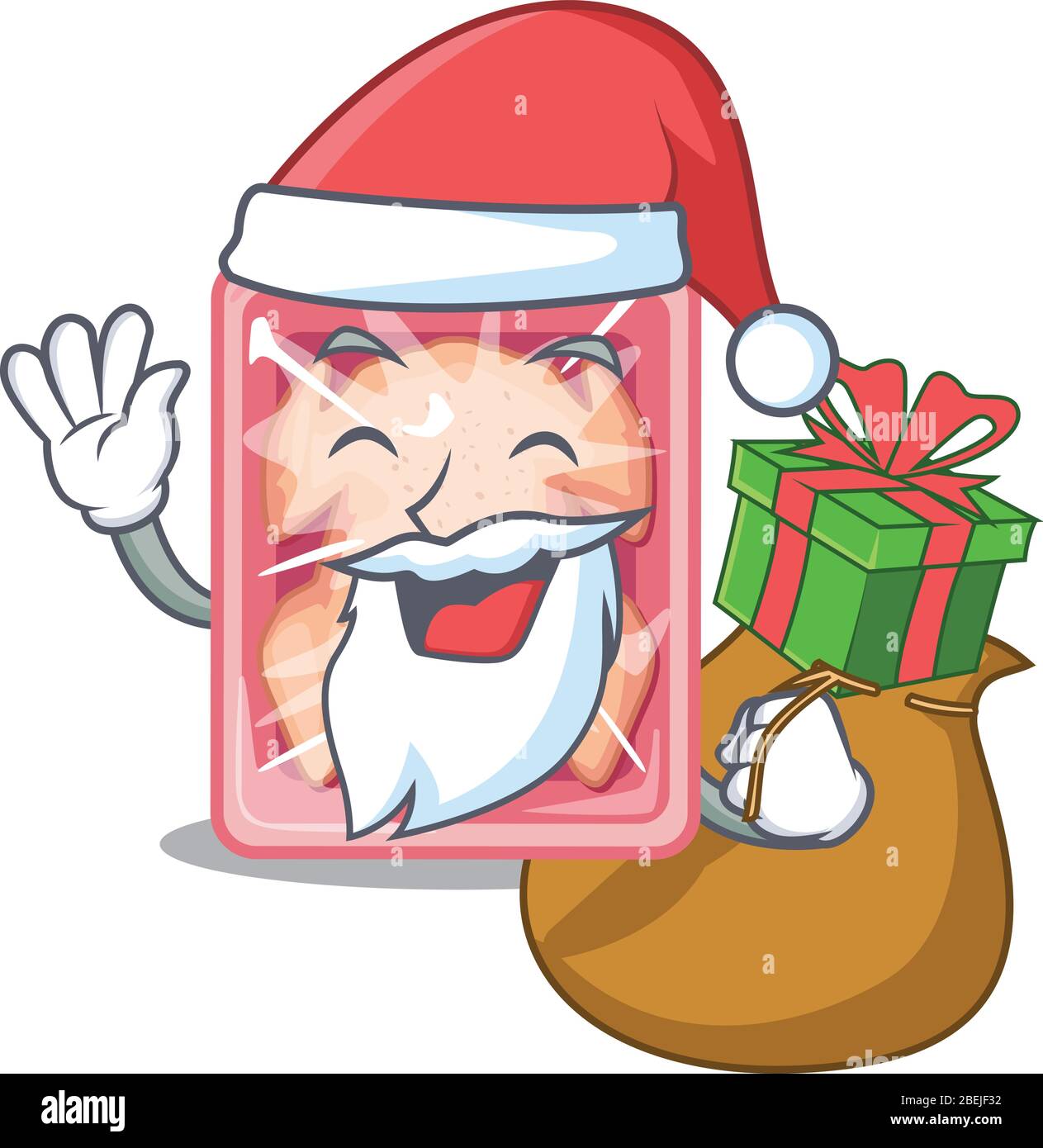 cartoon-design-of-frozen-chicken-santa-with-christmas-gift-stock-vector-image-art-alamy