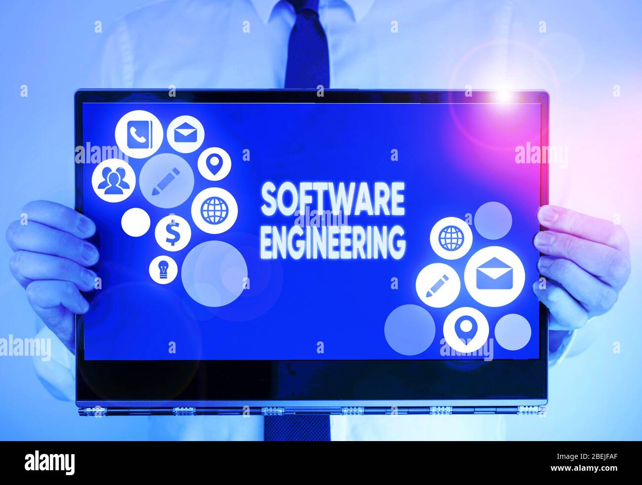 Writing note showing Software Engineering. Business concept for apply engineering to the development of software Stock Photo